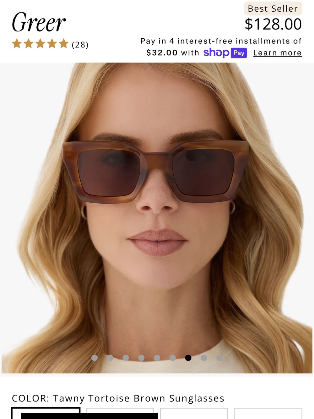 DIFF Eyewear Greer Square Cat Eye Sunglasses Brown Translucent Frame 50-23-145